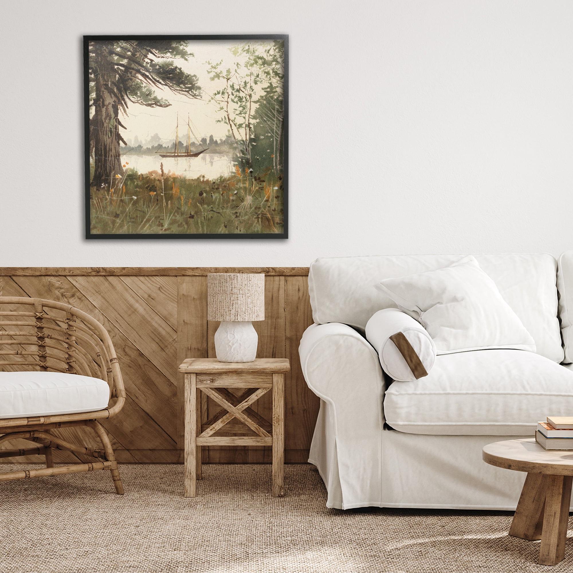 Stupell Industries Boating View Through Trees Black Framed Giclee Art, design by Lula Bijoux & co.