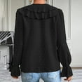 thumbnail image 5 of Timegard Womens Tops V-Neck Ruffle Long Sleeve Button Solid Color Comfy Tshirts Dressy Casual Loose Top, 5 of 5