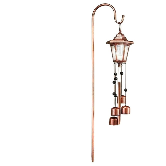 Hexagonal Shepherd Hook Solar Wind Chime Light, Parents' Holiday, Unique Mobile Wind Chime, Outdoor Courtyard Decoration