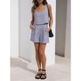 thumbnail image 4 of EASYBRA Women Cotton Linen 2 Piece Casual Set Sleeveless Top Three Quarter Shorts Summer Outfit Solid Color Sizes S-XXL, 4 of 6