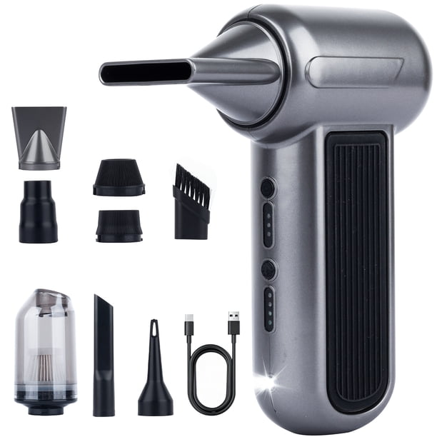 Soplador de Aire Eléctrico WOLFBOX MegaFlow100 - 150,000 RPM, Motor Brushless Recargable, 3 Velocidades Ajustables con 7 Accesorios para PC, Coche, Hogar y Camping