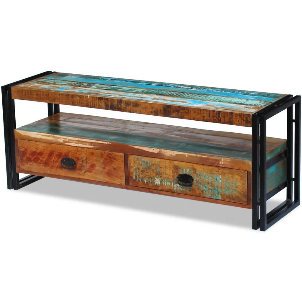 Kepooman Modern Solid Reclaimed Wood TV Cabinet for Home Office, 47.2" x 13.8" x 17.7", Multi-color Kepooman Modern Solid Reclaimed Wood TV Cabinet for Home Office, 47.2" x 13.8" x 17.7", Multi-color