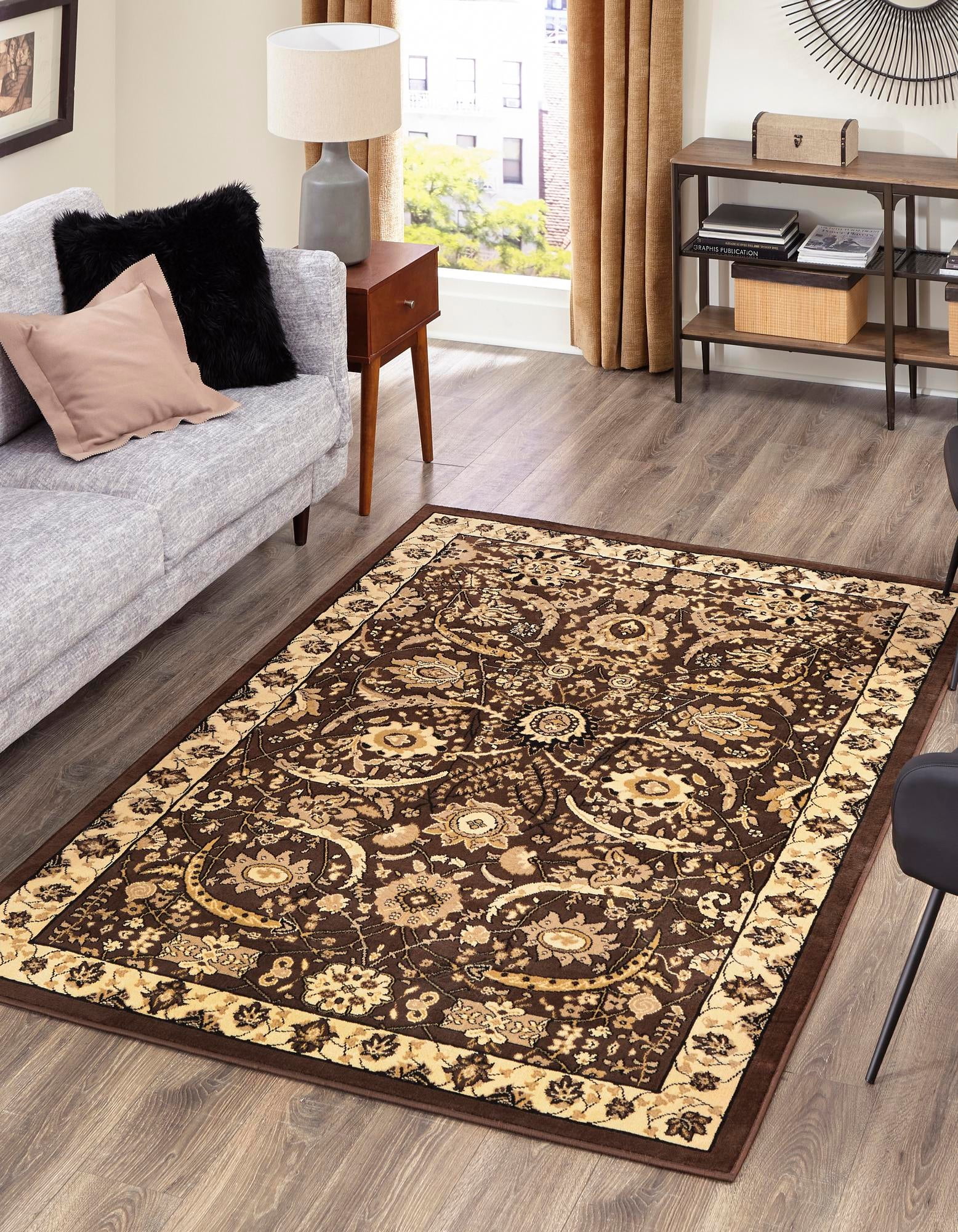 Neda Collection Rug 6' x 9' Brown Low Rug Perfect For