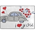 thumbnail image 4 of Dreamtimes Valentine Red Car Flowers Non-Slip Area Rug 72"x48", I Love You Soft Non Slip Washable Floor Mats for Indoor Front Porch,Living Room, Bedroom,Kitchen, 4 of 5