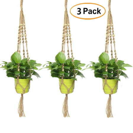 3Pcs 33.5 inch Plant Flower Hanger Hemp Jute Rope Plant Macrame Pot Holder Hanging Basket with