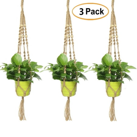 Flower Power Pots For Sale 3Pcs 33.5 inch Plant Flower Hanger Hemp Jute Rope Plant Macrame Pot Holder Hanging Basket with Bead ()