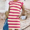 thumbnail image 2 of Dresses for Women Striped Summer Dresses 2024 Crewneck Cap Sleeve Color Block Casual A Line Tshirt Dress with Pockets, 2 of 7