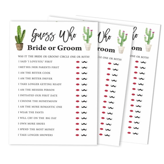 Inkdotpot Cactus Taco'bout love 50-Pack?He Said She Said?Cards?For Couples Funny Rehearsal Dinner Guessing Question?Bridal Shower Engagement Party?Game?Ideas