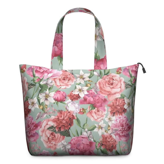 Pioneer Flower Floral Print Pattern Travel Tote Bags for Women Carry On,Large Weekender Bags for Women Travel,Multi Functional Duffle Bag for Work,Shopping,Sports