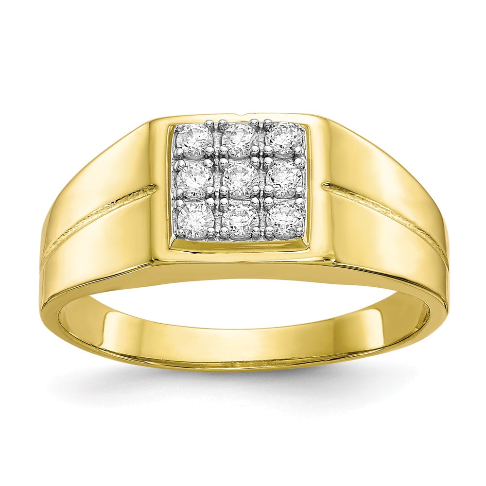 Solid 10k Yellow Gold Men's CZ Cubic Zirconia Ring (10mm) - Size 11.5 ...