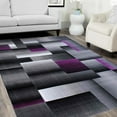 thumbnail image 4 of HR Purple Grey Silver Black Abstract Rug Modern Geometric Square Design 8' x 10', 4 of 5