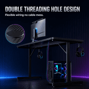GTPLAYER 55 Large RGB Sturdy Gaming Desk with Mouse Pad T-Shaped Office Chair Computer Desk Spacious Work Surface Table, Black