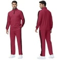 thumbnail image 4 of Tyhengta Men's Tracksuits Athletic 2 Piece Set 1/4 Zipper Casual Jogging Suit Gym Sportswear Burgundy L, 4 of 8