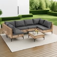 thumbnail image 3 of Delmango 7 Pieces  Patio Furniture Set Boho Wicker Rattan Outdoor Sectional Sofa Set with Cushions & Table for Lawn, Backyard, Porch, Backyard, Porch, Gray, 3 of 8