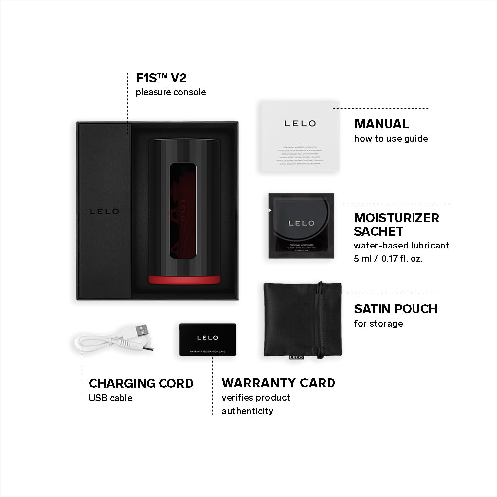 LELO F1S V2 Vibrating Penis Sleeve App Connected Automatic Male Masturbator, Red