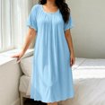 thumbnail image 2 of NominalSnug Womens Nightgown Scalloped Neck Short Sleeve Loose Midi Sleep Dress Loungewear, 2 of 6