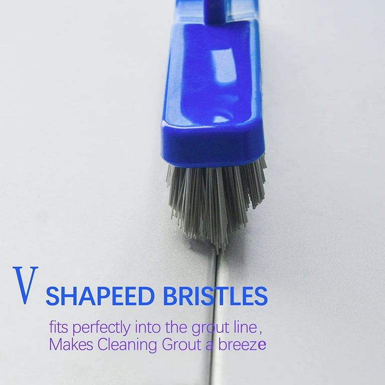 Swivel Grout Brush with Long Handle - Stiff Bristle Scrubber, V-Shaped  Grout Cleaner Brush with Telescopic Handle for Easy Cleaning & Storage -  Grout