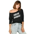 thumbnail image 2 of Squad Ghouls Adult Women's Fashion Slouchy 3/4 Sleeves Raglan Lightweight Sweatshirt Black Small, 2 of 3