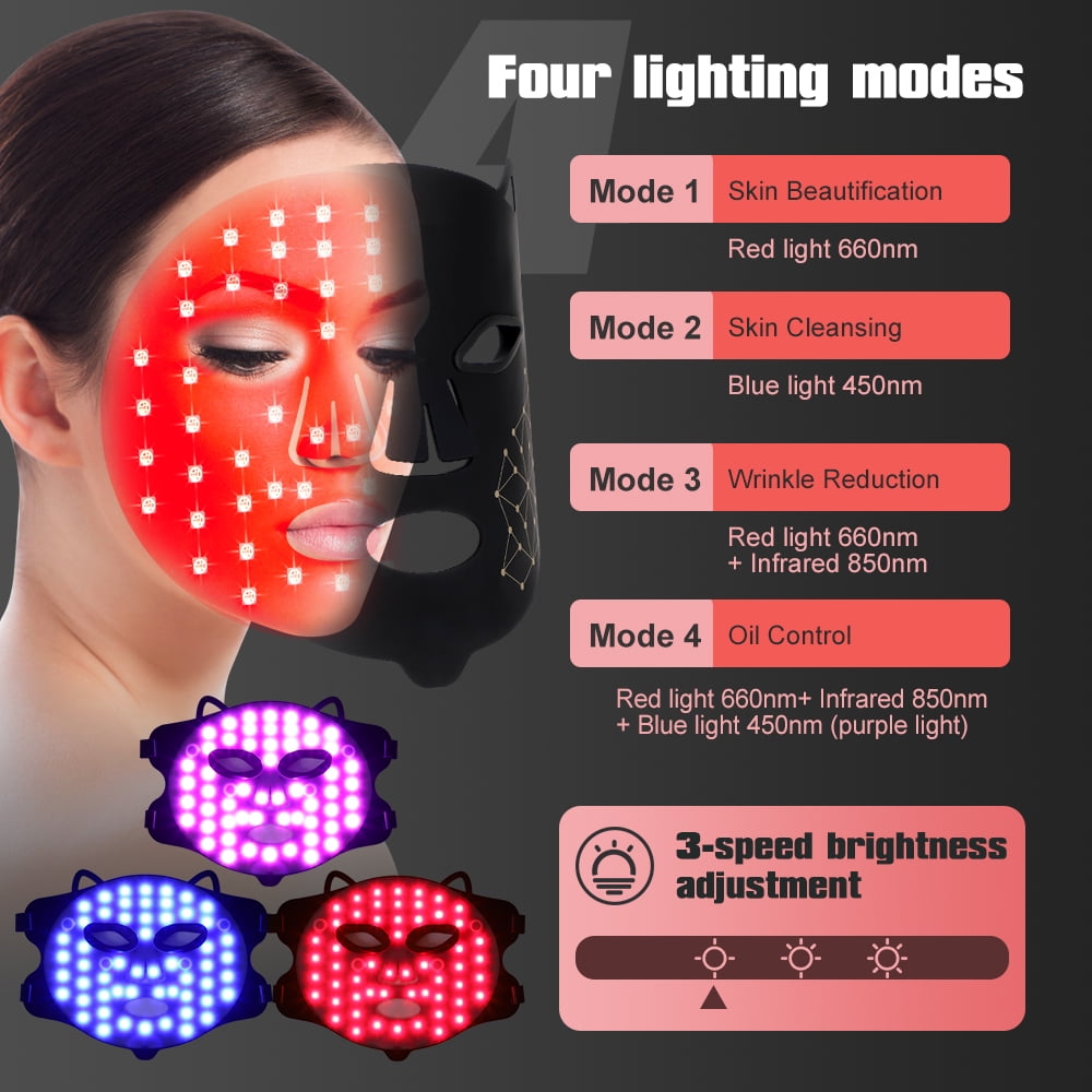 LED Face Mask with Blue & Red Light, Infrared Therapy Skin Care Facial Treatment Mask for Home Use