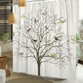 thumbnail image 5 of Tree Shower Curtain with Bird,White Gray Bath Curtains Rustic Bathroom Decor with Hooks 72x72, 5 of 8