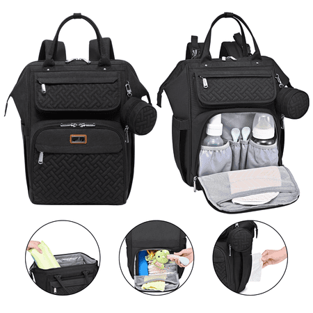 BabbleRoo Wide Top Diaper Bag Backpack, Spacious & Stylish Nappy Organizer, Black, 1 pc