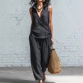thumbnail image 2 of Spring/Summer Women's Simple Collared Shirt and Wide-Leg Pants Two-Piece Set, 2 of 6