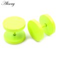 thumbnail image 3 of Alisouy - Pendientes de botón redondos de doble cara para hombre, 2 piezas, color blanco, amarillo y verde, 4 mm a 14 mm, joyería para las orejas, 3 of 5