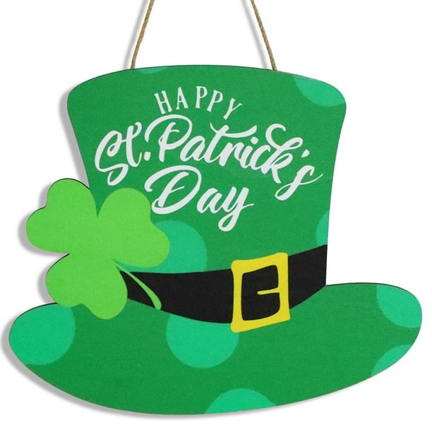 Corona del Día de San Patricio, decoración con trébol, sombrero verde decorado, coronas para el día de San Patricio, decoración para puerta, ventana