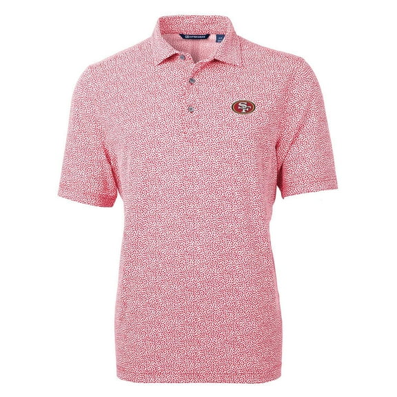 Men's Cutter & Buck Scarlet San Francisco 49ers Virtue Eco Pique Botanical Print Polo
