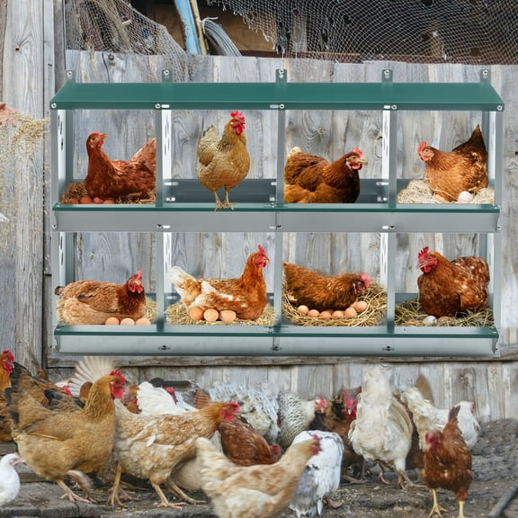 YIYADO Outdoor Chicken Coop 8 Compartments, Wall-Mounted Poultry Nest, Large Ventilation Hole Chicken Cage Box, Used For Egg Production