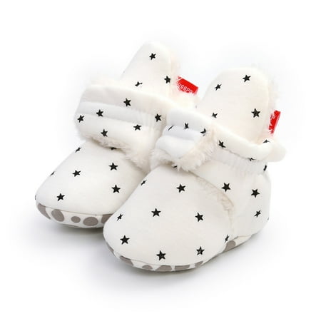 

Liangchengmei Unisex Newborn Baby Cotton Booties Non-Slip Sole for Toddler Boys Girls Infant Winter Warm Fleece Cozy Socks Shoes