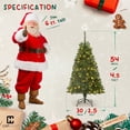 thumbnail image 2 of CAPHAUS 4.5 Feet Fake Christmas Tree w/ 483 Tip Count, 150 LED Lights, Pre-Hinged, Green Pointed Shaped Leaves, with Green Metal Stand, Fraser Fir, for Indoor, Office, Party, Holiday Decoration, 2 of 9