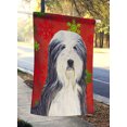 thumbnail image 2 of Carolines Treasures SS4704CHF Bearded Collie Drapeau de Noël Rouge Vert Flocons de Neige Toile Taille Maison, 2 of 4