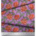 thumbnail image 2 of Soimoi Tissu Popeline de Coton Imprimé Feuilles & Roses au Mètre 56 Pouces de Large, 2 of 3