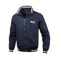 thumbnail image 2 of Chaqueta a prueba de viento de alta calidad para hombre, chaqueta con estampado de cremallera, cuello levantado, informal, simple, a la moda, estilo motocicleta, primavera, otoño, nuevo, 2 of 4