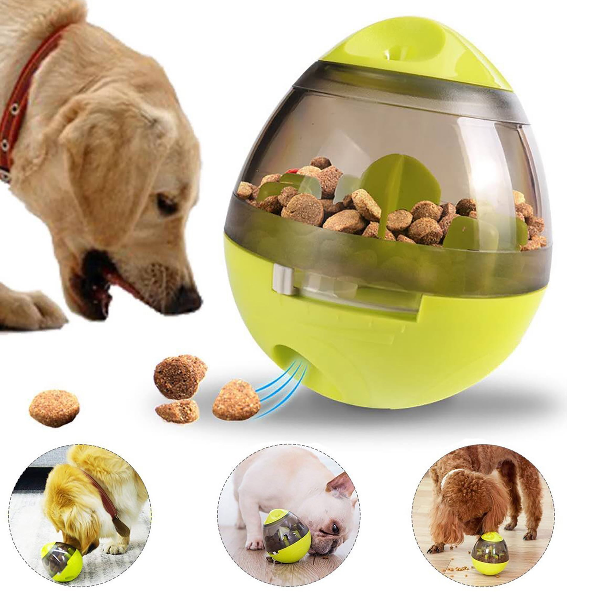 Kepooman Pet Slow Feeder Treat Ball for Small Medium Large Dogs, Food Dispensing Bowl Interactive Dog Toy, Green Kepooman Pet Slow Feeder Treat Ball for Small Medium Large Dogs, Food Dispensing Bowl Interactive Dog Toy, Green