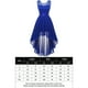 thumbnail image 2 of Vestido De Noche Vestido de gasa Fiesta irregular Vestido de fiesta Vestido de noche con costuras de encaje (Azul L) Ygjytge para Mujer Azul T S, 2 of 9