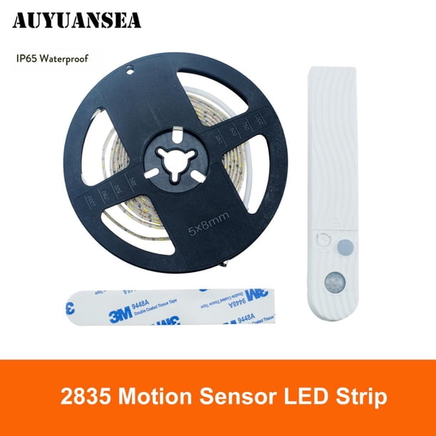 Tiras de luz LED con Sensor de movimiento PIR, cinta Flexible impermeable, encendido/apagado automático, lámpara para debajo del armario, dormitorio