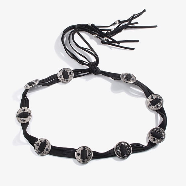 Zhuge Cinturones renacentistas para mujer Cinturones para vestidos Cinturón de cintura (negro A)