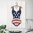 thumbnail image 2 of wall26 - Canvas Wall Art - Women Swimming Suit with American Flag Pattern on Vintage Wooden Background - Giclee Print Gallery Wrap Modern Home Art Ready to Hang - 32x48 inches, 2 of 4