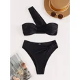 thumbnail image 4 of Conjunto de Bikinis plateados con estampado de piel de serpiente para mujer, traje de baño Sexy de 3 piezas con cubierta de malla brillante, traje de baño de cintura alta para playa, 2024, 4 of 5