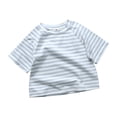 thumbnail image 5 of SGMVNU 2 Pack Girl's Striped Shirt Drop Shoulder Short Sleeve Casual Loose Tee Baby Toddler Kids Summer Outfits, Size 12-24 Months, Light Blue & Light Yellow, 5 of 9