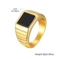 thumbnail image 2 of PAMTIER Men's Stainless Steel Vintage Hip Hop Square Cut Black Agate Gemstone Biker Ring Pinky Thumb Statement Band Comfort Fit Size 10, 2 of 6