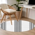 thumbnail image 5 of White Boho Large Area Rugs for Bedroom Living Room, Soft Non Slip Carpet Bedside Rug, Farmhouse Simple Abstract Striped Geometric Round Floor Cover Kitchen Accent Rug 4' for Dining Room/Office, 5 of 9