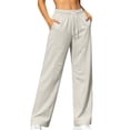 thumbnail image 7 of Women Casual Straight Leg Long Trousers Comfort Daily Wear Pants with Side Pockets Beige XXS, 7 of 7