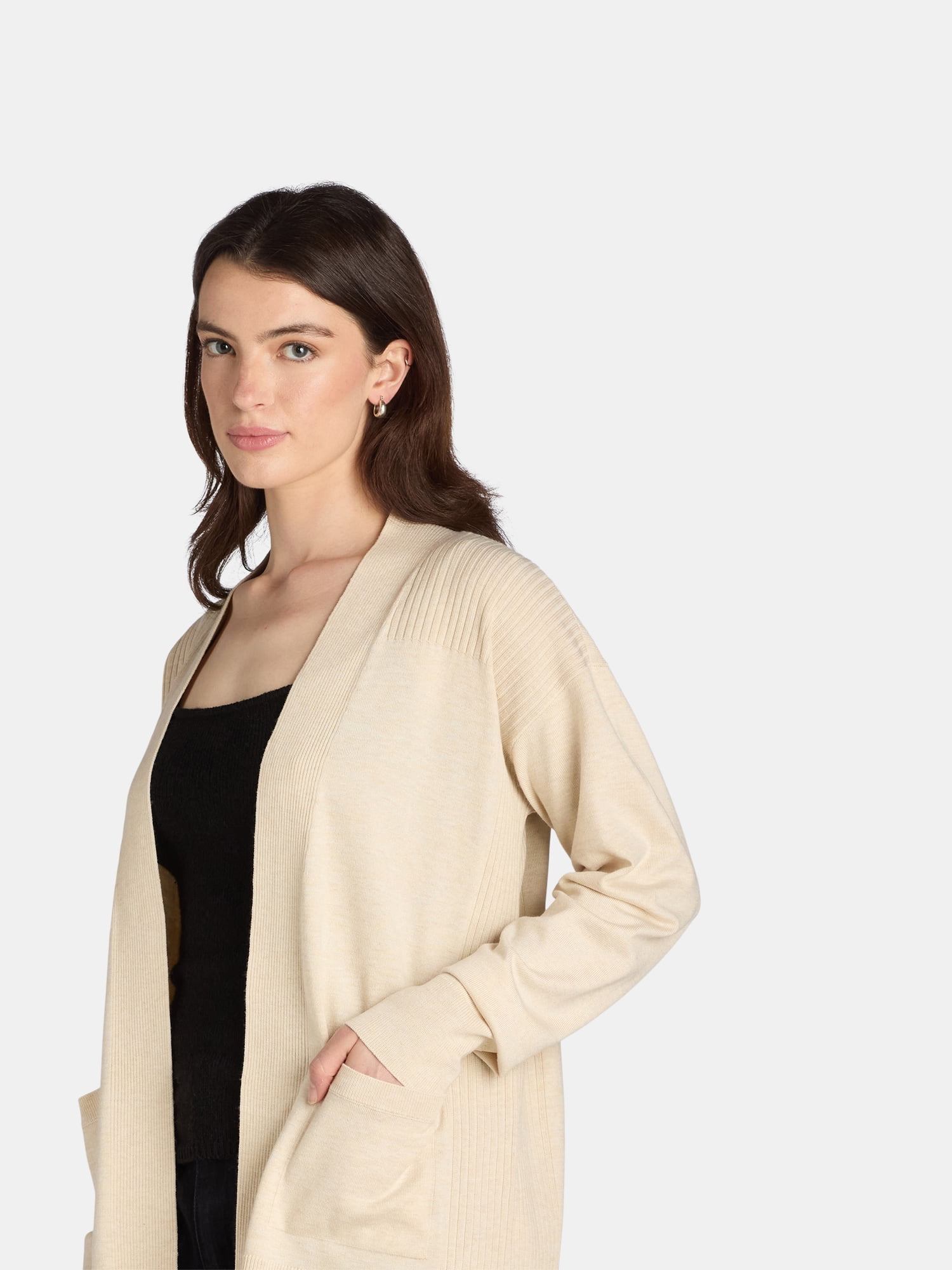 Time and Tru Women's and Women's Plus Open Front Cardigan Sweater, Sizes XS-4X