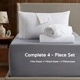 thumbnail image 3 of Clara Clark Queen Sheets Set, Hotel Luxury 4 Piece Deep Pocket White Sheets Bedding Set, Soft Microfiber Bed Sheets Set, 3 of 9