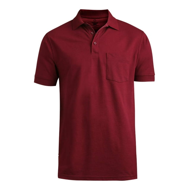 Ed Clothes Polo Piqué à Manches Courtes avec Poche, Bourgogne, Très Petit