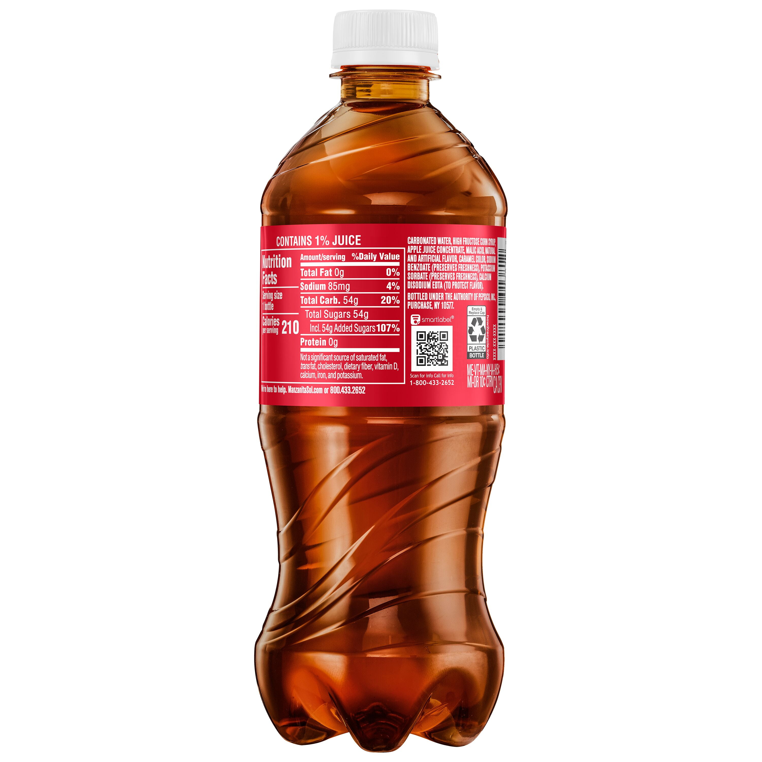 Manzanita Sol Apple Flavored Soda Pop, 20 fl oz Bottle