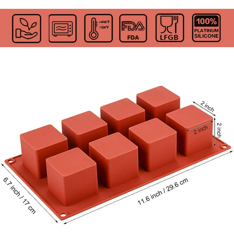 3D Square Silicone Mold  2 x 2 x 2 Square Mousse Cake Baking